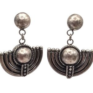 Vintage Sterling Modernist Dangle Earrings with Marcasite